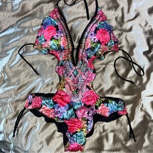 One piece beaded bathing suit